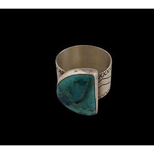 Sterling and Turquoise DTR Signed China Ring Size 11	(A5774)
